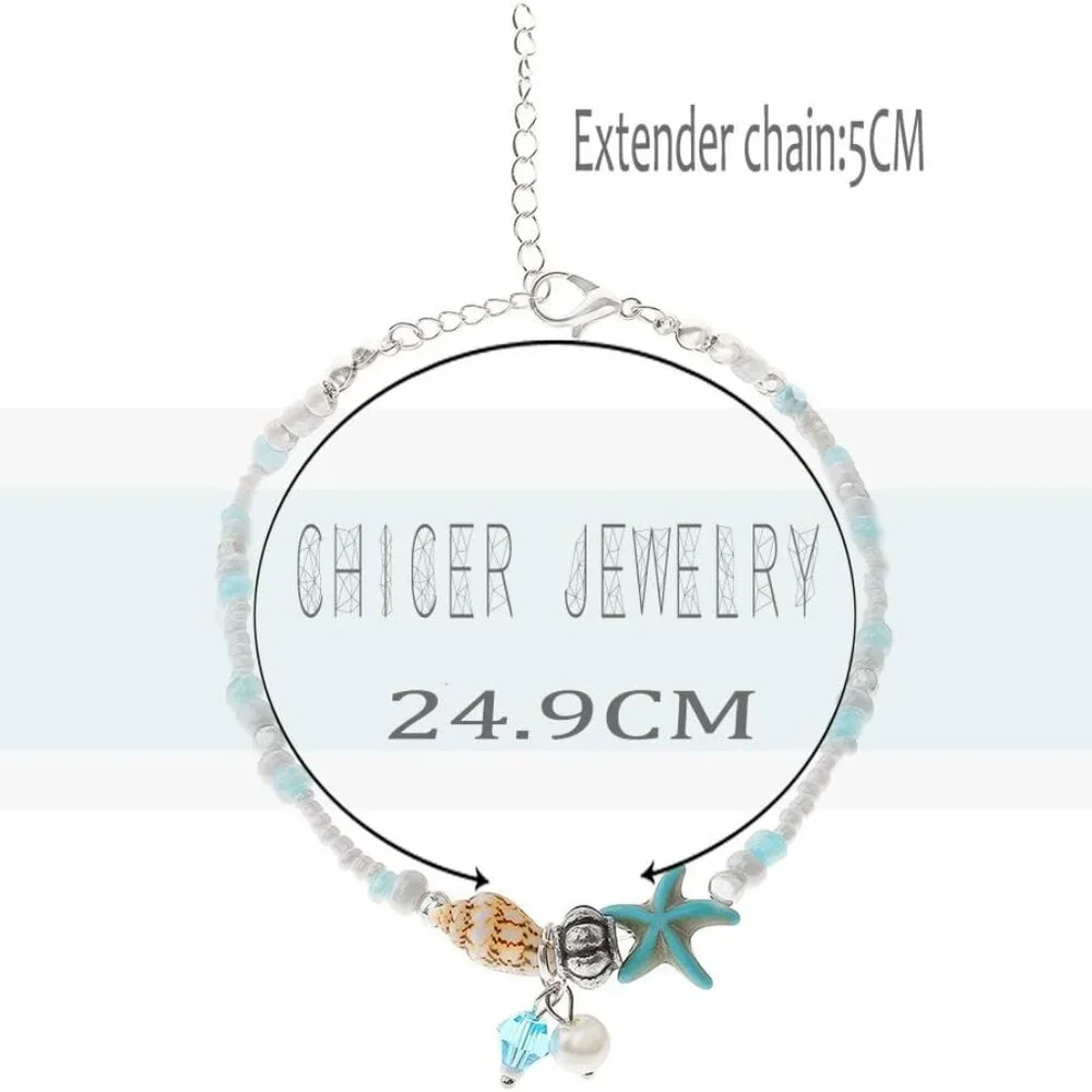 Layered Ankle Bracelets Gold Bohemian Summer Sand Beach Anklet Jewelry for Women - Picture 3 of 7